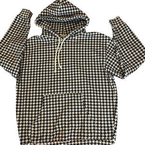 Independent Trading Company Men’s Black White Houndstooth Pullover Hoodie Size 2